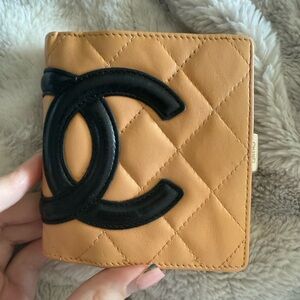 Chanel Black and Tan Quilted Wallet